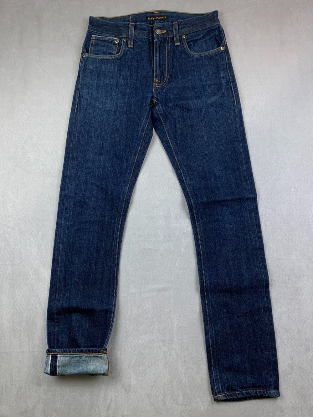 Nudie Jeans Men Pants 28 Dark Blue Selvedge Denim Thin Finn Organic Cotton 28x32 - Picture 1 of 14